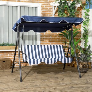 Maggift Patio Accent Chairs, Double Swing Decorative Chair with Thick Heavy Duty Metal Stand for Lawn and Garden, Blue, 67.7"*43.3"*60.2" - 1 of 4