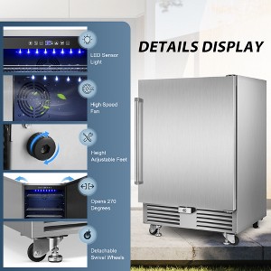 Futhork Built-In/Free-Standing Outdoor Beverage Cooler - 24-inch, 4.9 Cu.Ft., Waterproof, Adjustable Feet, Stainless Steel - 1 of 4