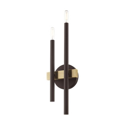 Denmark Bronze & Antique Brass 2-Light Dimmable Wall Sconce
