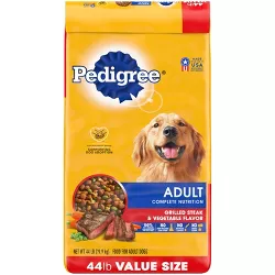 Pedigree Grilled Steak & Beef Flavor Adult Complete Nutrition Dry Dog Food - 44lbs