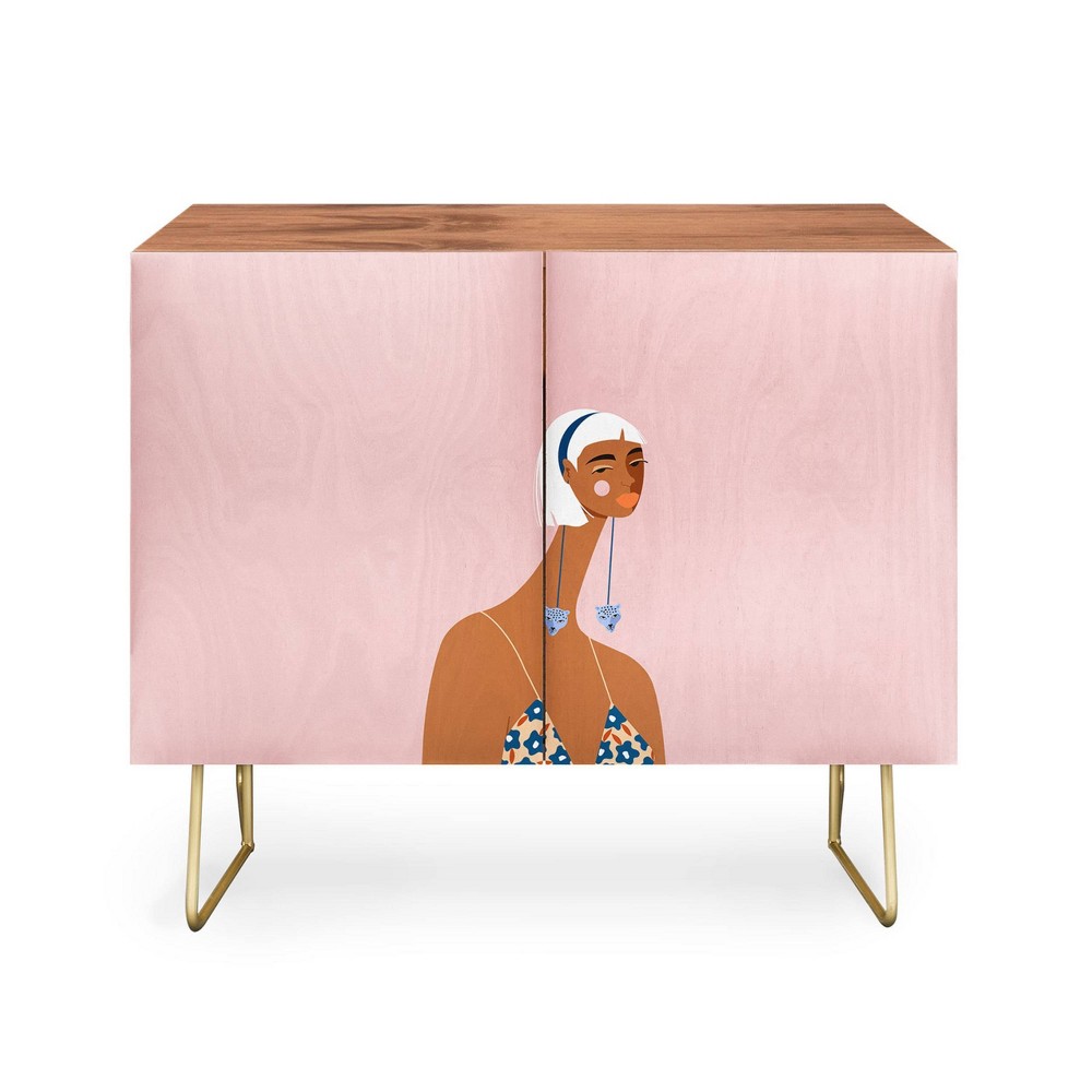 Maritza Lisa Cheetah Earrings Credenza: Deny Designs, Adjustable Shelves, Office Cabinet