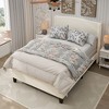 ORRD Twin Size Bed Frame with 49" High Upholstered Headboard, Teddy Velvet Platform Bed with Solid Wood Feet, No Box Spring Needed (White) - 3 of 4