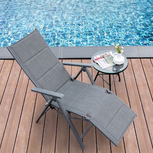 Costway Outdoor Foldable Reclining Padded Chair Aluminum Frame Adjustable - 1 of 4