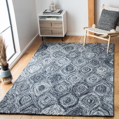 Gray Rectangular Hand-Tufted Wool Rug, 3' x 5'