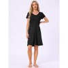 INSPIRE CHIC Women's Short Sleeve Button Down Crewneck Night Dress - 2 of 4