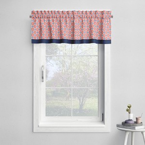 Bacati - Rod Pocket Window Valance Olivia Coral/Navy - 1 of 4