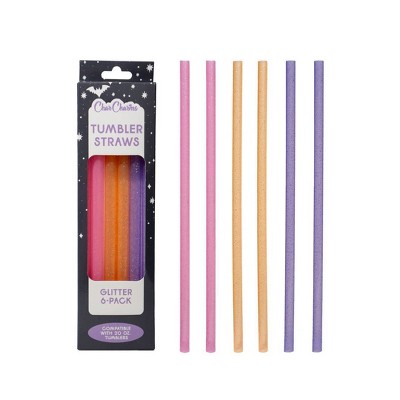 CharCharms 6pk 20oz Water Bottle Straws Glitter