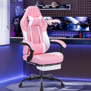 Ergonomic Gaming Chair with Massage Lumbar Cushion, Thickened Seat, Adjustable Recline & Footrest, Easy Assembly-Cuddlewood - 1 of 4