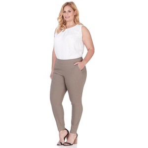 Rekucci Curvy Woman Ease into Comfort Skinny Pants with Tummy Control | Pull-On Stretch Work Pants - 1 of 3