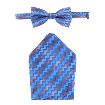 CTM Men's Zig Zag Bow Tie and Pocket Square