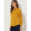 INSPIRE CHIC Women's Puff Long Sleeve Point Collar Vintage Button Work Satin Shirt - 3 of 4