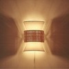 Ayla 2-Light Plug-In or Hardwire Wall Sconce with White Fabric Shade and Rattan Accent - Globe Electric: Modern Dual Lighting Fixture, ETL Listed - image 3 of 4