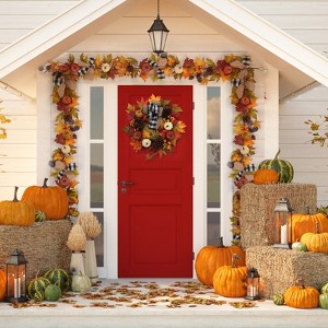6 Ft Fall Garland with Leaves and pumpkin Decorations for Mantle Home Table Centerpiece Fireplace Porch Home Indoor Outdoor Thanksgiving Decor - 1 of 4