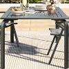 70.9″ 8-Seater Aluminum Patio Dining Table with Slatted Top & Umbrella Hole – All-Weather Black Rectangular Outdoor Table for Garden - 3 of 4