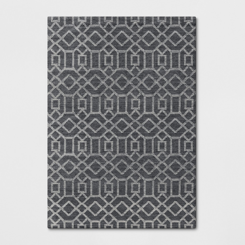 7'x10' Tapestry Tufted Geometric Area Rug Charcoal Heather - Project 62™