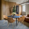 LeisureMod Markley Faux Leather Dining Chair with Arms and Gold Metal Legs - 3 of 4