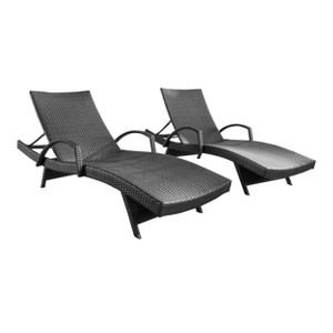 GDFStudio Olivia Outdoor Wicker Armed Adjustable Chaise Lounge (Set of 2) - 1 of 4