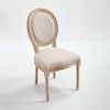 French Country Dining Chairs Set of 2 – Solid Wood Frame, Upholstered Seat with Natural Rattan Round Back, Carved Details & Brushed Finish-- Frevyn - 4 of 4