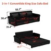 King Size Chesterfield Sofa, 3-in-1 Convertible Sofa Bed with Pull-Out Sleeper, Bed with Nailhead Trim and Rolled Arms-Coolbibila - 4 of 4