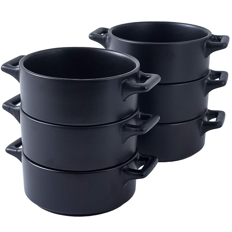 Bruntmor 6'' Ceramic Plate set - Set of 4- Black, 4 of 8