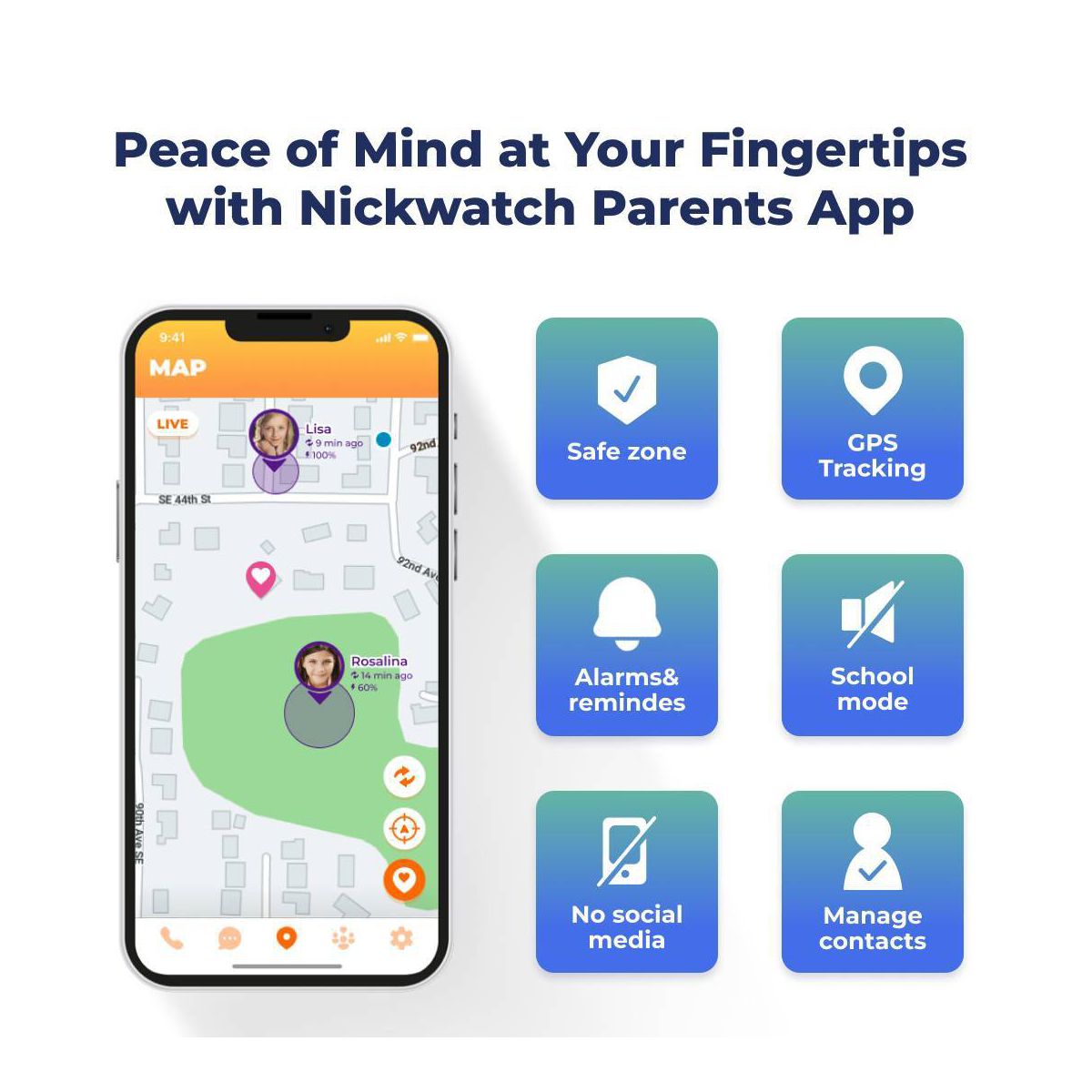 NickWatch Smartwatch for Kids with GPS and Safety Features, Requires NickWatch Data Plan - thumbnail 7