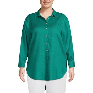Lands' End Women's Linen Roll Sleeve Relaxed Tunic Top - 1 of 3