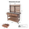 64.9"H Outdoor Potting Bench Table, Solid Fir Wood Kitchen Island with Stainless Steel Top, Upper Hutch & Storage - ModernLuxe - 3 of 4