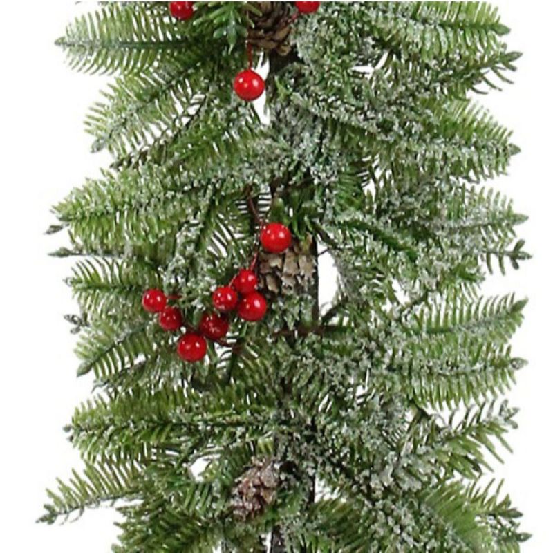 Northlight 2.8 FT Green and Red Glittered Artificial Alpine Christmas Tree Tabletop Decor, 3 of 4