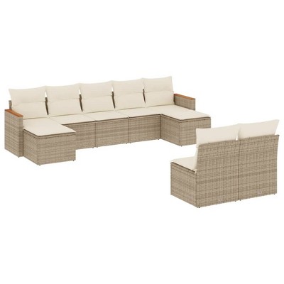 vidaXL 9 Piece Patio Sofa Set with Cushions - Beige Without Table