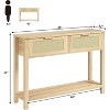 43'' Rattan Console Sofa Table, 2 Drawer Entryway Table with Synthetic Rattan Surface, Open Shelf, Behind Couch Entry Foyer Hallway Storage - 3 of 4