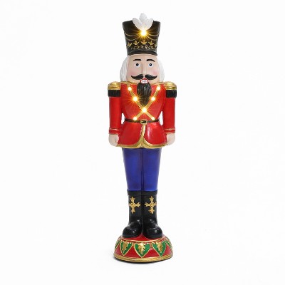 LuxenHome 24.21" LuxenHome 2Ft Tall Traditional Nutcracker Soldier in Red with Lights Multicolored