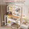 Modern Makeup Vanity Desk with Mirror, Charging Station, Ample Storage Drawers & Acrylic-Door Cabinets, Wooden Dressing Table for Bedroom - 3 of 4
