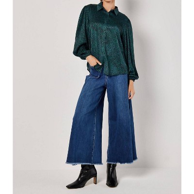 Women's Animal Print Self Stripe Satin Shirt - APRICOT