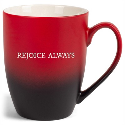 Elanze Designs Rejoice Always Two Toned Ombre Matte Red and Black 12 ounce Ceramic Stoneware Coffee Cup Mug