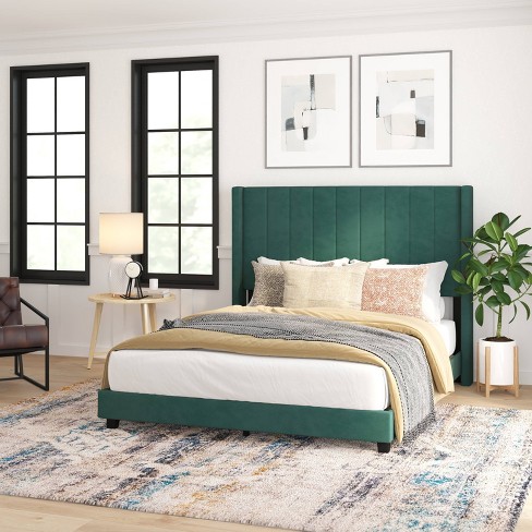 Velvet green on sale headboard queen