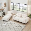 NicBex 84.6 Inch L-Shaped Teddy Fleece Sectional Sofa with Movable Ottoman and 3 Waist Pillows for Living Room,Bedroom,Apartment,Beige - 4 of 4