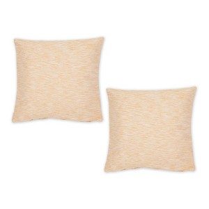 2pc 18"x18" Tonal Recycled Cotton Square Throw Cover Honey Gold/Off-White - Design Imports: Decorative Stripe, Zippered - 1 of 4