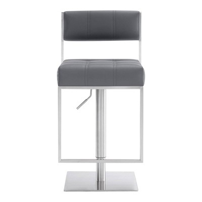 Michele Contemporary Gray Faux Leather Adjustable Swivel Stool