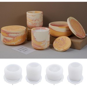 JDICTION 4PCS Cup Shape Silicone Mold Set for Candle Jars, Resin Storage Bowls, Concrete Flower Pots & Jewelry Box, DIY Epoxy Casting Molds - 1 of 4