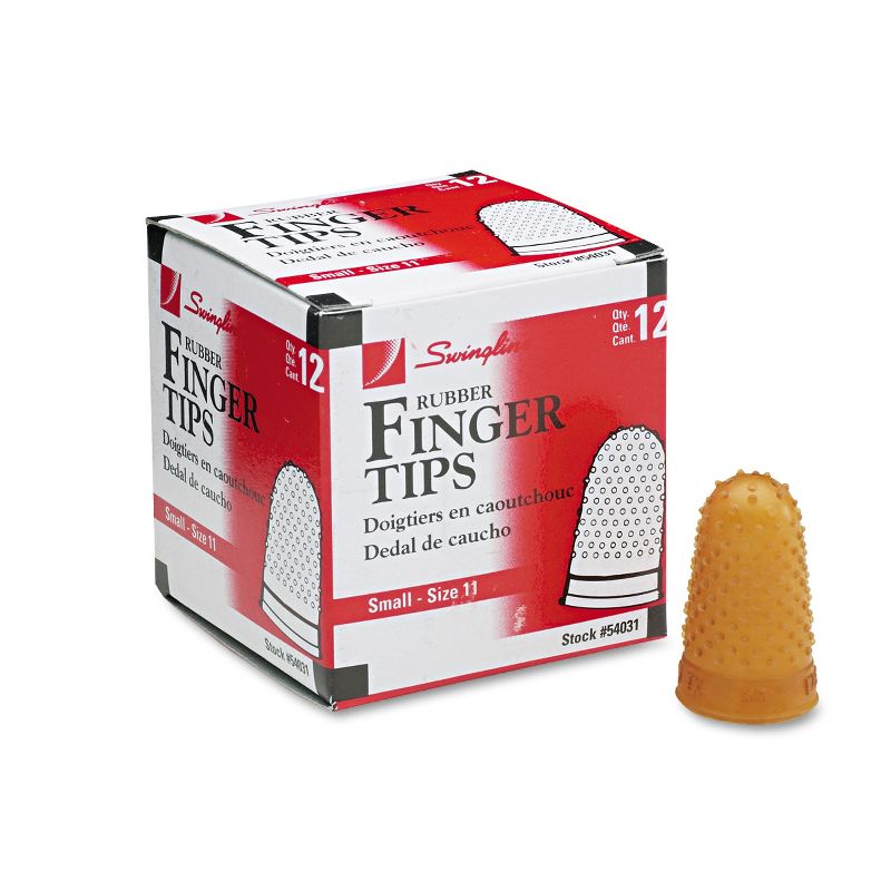 Swingline Rubber Finger Tips 11 (Small) Amber Dozen 54031, 1 of 2
