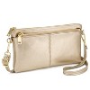 Triple Zip Small Crossbody Bag Lightweight Purses Vegan Leather Wristlet Clutch, Includes Adjustable Shoulder (Gold) - 2 of 4
