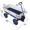 FURNIinspire Wheelbarrows And Lawn Carts Outdoor Wagon Pulling Air Tires Garden Cart, Lawn Cart With Pull Handle, Blue, 39“*19"*20" - 3 of 4