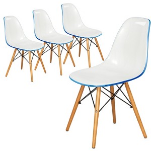 LeisureMod Cresco (Set of 4) Mid-Century Modern Acrylic Dining Chairs with Wooden Dowel Eiffel Legs – Kitchen & Dining Room Chairs - 1 of 4