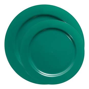 Smarty Had A Party Solid Green Holiday Round Disposable Plastic Dinnerware Value Set (120 Dinner Plates + 120 Salad Plates)