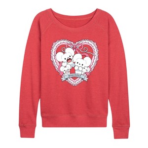 Women's - Pokémon - Maushold 4 Coquette Lightweight French Terry Wide Neck Long Sleeve Graphic Shirt - 1 of 3