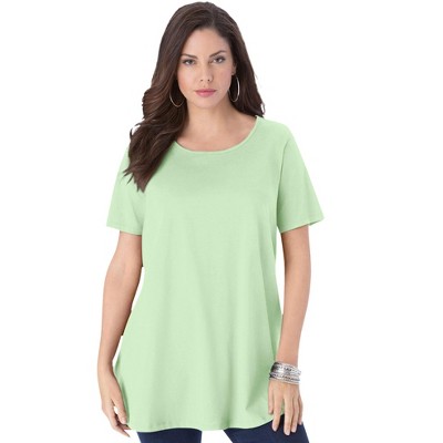 Roaman's Women's Plus Size Swing Ultimate Tee With Keyhole Back