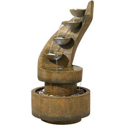 John Timberland Modern Zen Outdoor Floor Water Fountain with Light LED 39 1/2" High Cascading for Yard Garden Patio Deck Home