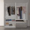 FUFU&GAGA Mirrored Door Wardrobe Clothes Organiser with Hanging Rod White - 4 of 4