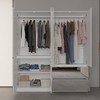 FUFU&GAGA Mirrored Door Wardrobe Clothes Organiser with Hanging Rod White - image 4 of 4