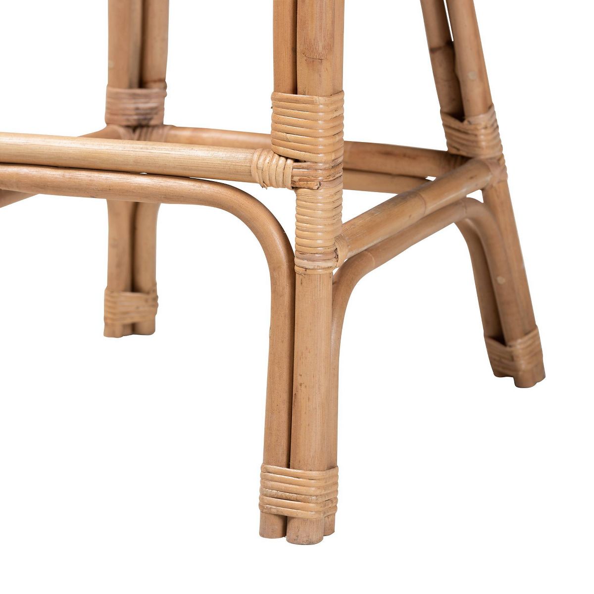 bali & pari Neola Natural Rattan Barstool Brown: Bohemian Style, Fixed Height, No Assembly Required - thumbnail 7